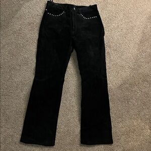 Steve Madden Black Straight Leg leather suede  Pants with Silver Accents
